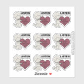 Hören Sie Ihr Herz Aufkleber (Blatt)