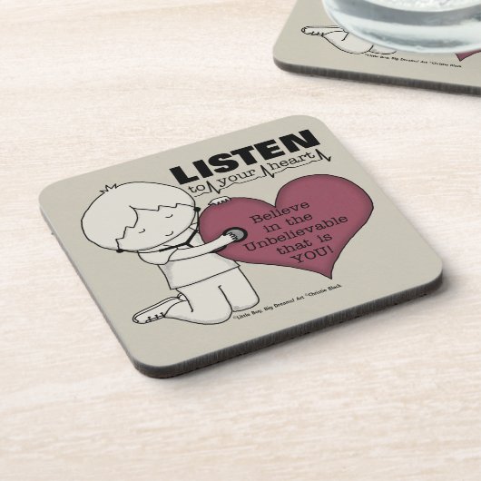 Hören Sie Ihr Herz Getränkeuntersetzer (Linke Seite)