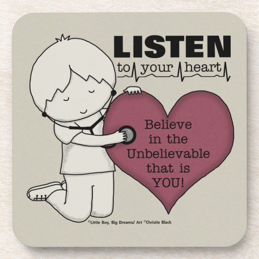 Hören Sie Ihr Herz Getränkeuntersetzer (Vorderseite)