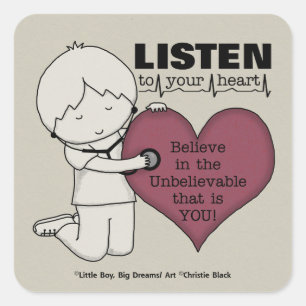 Hören Sie Ihr Herz Quadratischer Aufkleber