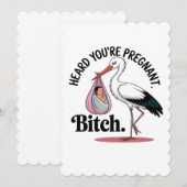 Hören Sie Ihr schwanges Funny Stork Pregnancy Baby Einladung (Vorne/Hinten)
