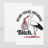 Hören Sie Ihr schwanges Funny Stork Pregnancy Baby Einladung (Vorne/Hinten)