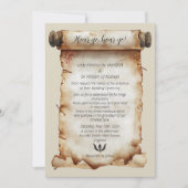 Hören Sie Ihre mittelalterliche Scrollhochzeit Einladung (Vorderseite)