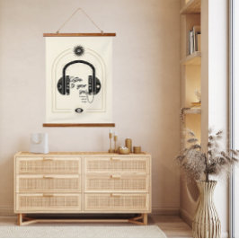 Hören Sie Ihre Soul-Kopfhörer Gold & Black Wandteppich Mit Holzrahmen