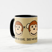 Hören Sie kein böses Affendesign Tasse (Vorderseite Links)