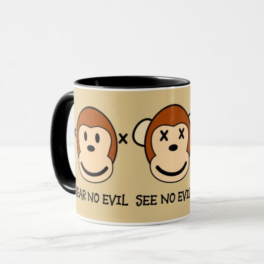 Hören Sie kein böses Affendesign Tasse (Vorderseite Links)