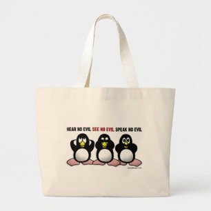 Hören Sie keine schlechten Pinguine Jumbo Stoffbeutel