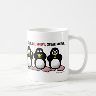 Hören Sie keine schlechten Pinguine Kaffeetasse