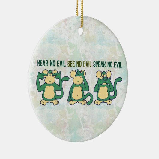 Hören Sie keine Übel-Affe-Grüntöne Keramikornament (Rechts)