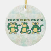 Hören Sie keine Übel-Affe-Grüntöne Keramikornament (Vorne)