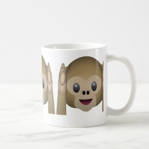 Hören Sie keinen schlechten Affen Emoji Kaffeetasse