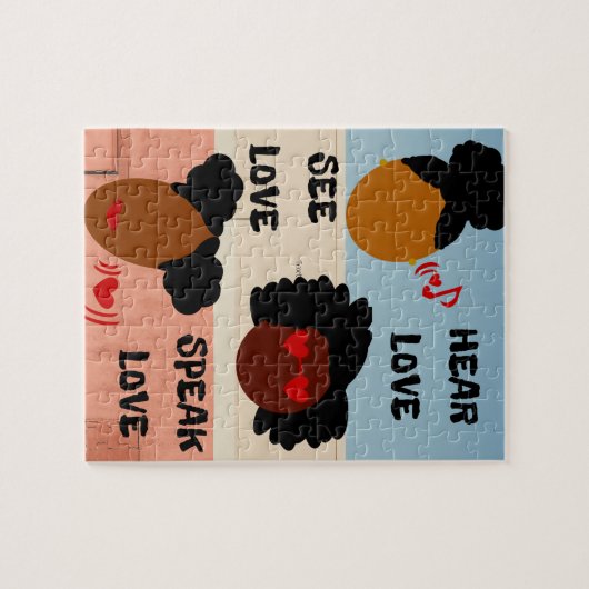 Hören Sie Liebe, sehen Sie Liebe, sprechen Sie Puzzle (Horizontal)