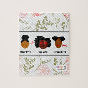 Hören Sie Liebe, sehen Sie Liebe, sprechen Sie Puzzle