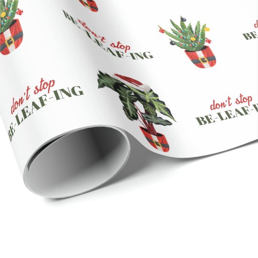 Hören Sie nicht auf, gepottete Pflanze Weihnachten Geschenkpapier (Rolleneckpunkt)