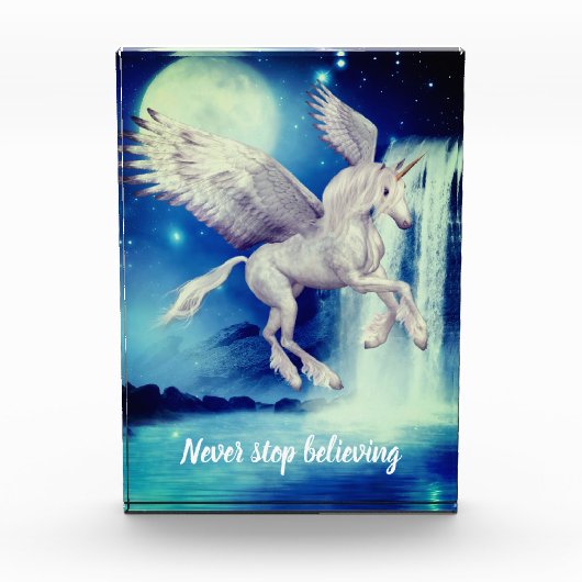 Hören Sie niemals auf, dem fliegenden Einhornwasse Fotoblock (Vorderseite)