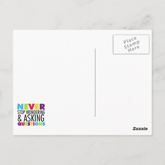 Hören Sie niemals auf, Fragen zu erforschen und Fr Postkarte (Rückseite)