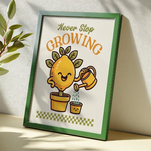 Hören Sie niemals auf, Zitronenbaum-Maskottchen-Re Poster