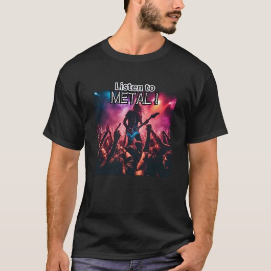 Hören Sie sich den Gitarristen der Metal Rock Musi T-Shirt (Vorderseite)
