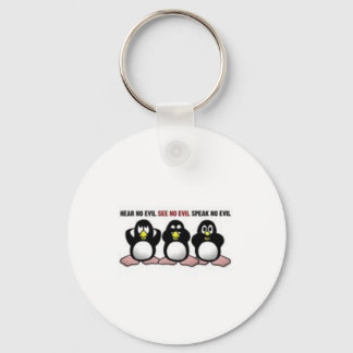 Hören Sie, sprechen Sie keine bösen Pinguine Schlüsselanhänger