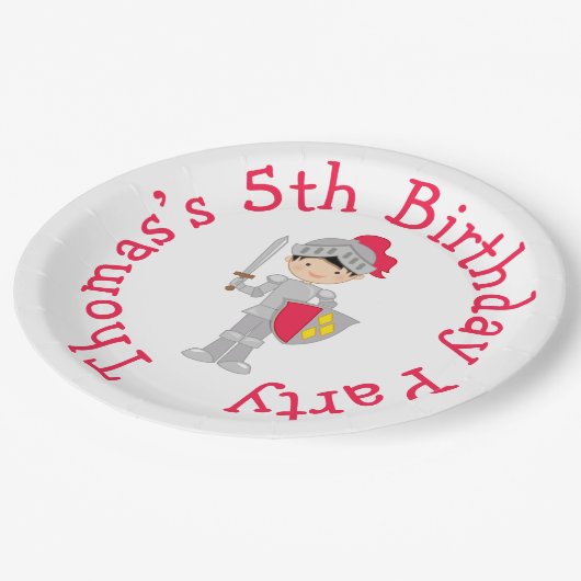 Hören Sie Ye Black Hair Niedlich Knight Pappteller (Schrägansicht)