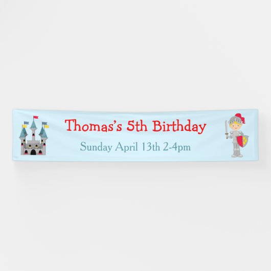 Hören Sie Ye Blonde Niedlich Knight Birthday Party Banner (Horizontal)