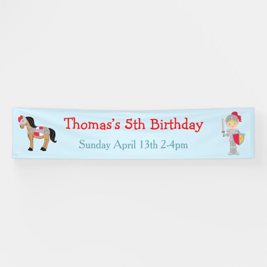 Hören Sie Ye Blonde Niedlich Knight Birthday Party Banner (Horizontal)