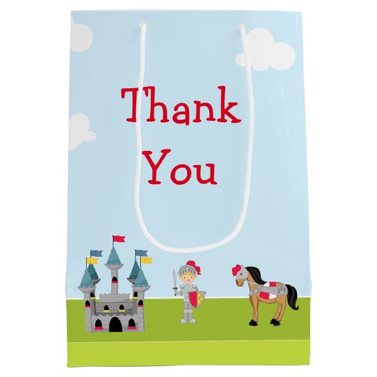 Hören Sie Ye Blonde Niedlich Knight Birthday Party Mittlere Geschenktüte (Rückseite)