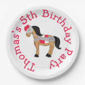 Hören Sie Ye Blonde Niedliches Ritterpferd Pappteller (Vorderseite)