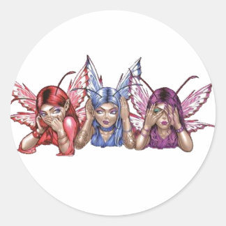 Hören, sprechen, sehen Sie kein Übel Runder Aufkleber