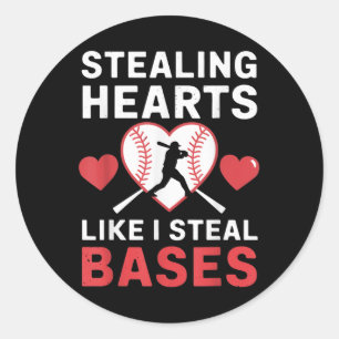 Hören stehlen, wie ich Bases Softball Baseba stehl Runder Aufkleber