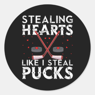 Hören stehlen, wie ich Pucks stehlen, Valentinenst Runder Aufkleber