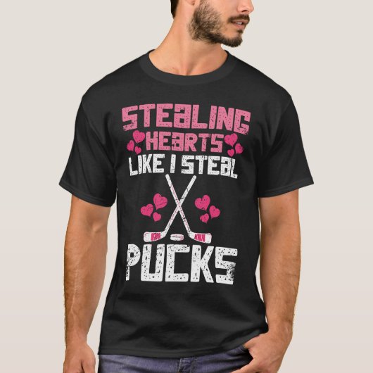 Hören stehlen, wie ich stehle, pucks Funny Hockey T-Shirt (Vorderseite)