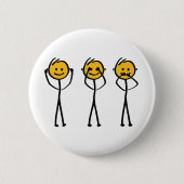 Horen, zien en zwijgen tekening. Drie Aapjes Button (Vorderseite)