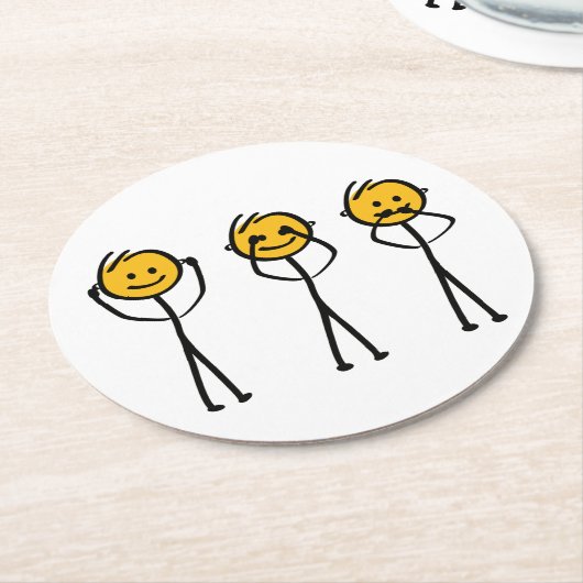 Horen, zien en zwijgen tekening. Drie aapjes Runder Pappuntersetzer (Angewinkelt)