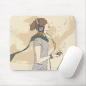 Hörende Musik der jungen Frau Mousepad (Mit Mouse)