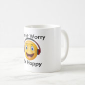 Hörende Musik des glücklichen Emoticon Kaffeetasse (VorderseiteRechts)