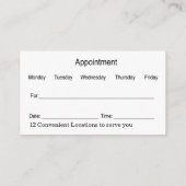 Hörhilfen und Ernennung von Audiologen Visitenkarte (Rückseite)