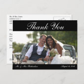 Horiz. B&W Custom Wedding Foto Vielen Dank Postkarte (Vorne/Hinten)