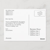 Horiz. B&W Custom Wedding Foto Vielen Dank Postkarte (Rückseite)