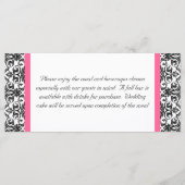 Horiz.Viktorianisch Fuchsia Pink und White Damask Menükarte (Rückseite)