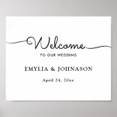 Horizental Minimalistisch Elegante Script Wedding Poster (Vorne)