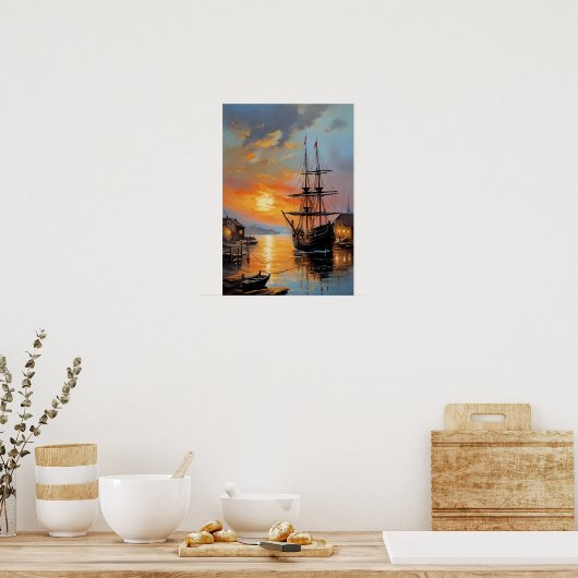 Horizon-Anruf, Schiff Verlassend Hafen Poster (Küche)