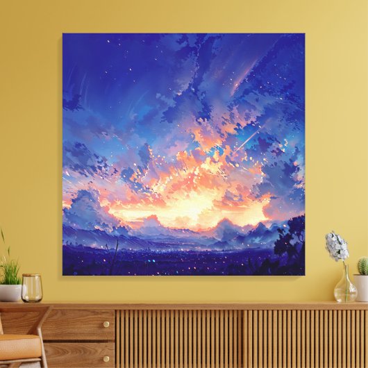 Horizon Glow - Illustration Style Atmospheric Art Leinwanddruck (Insitu (Wohnzimmer))