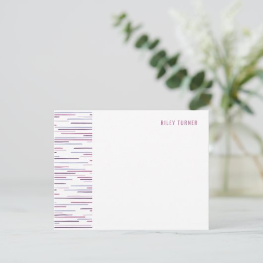 Horizon Lines Stationery Note Card - Fuchsia Save The Date (Stehend Vorderseite)