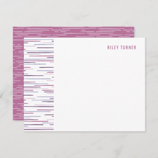 Horizon Lines Stationery Note Card - Fuchsia Save The Date (Vorne/Hinten)