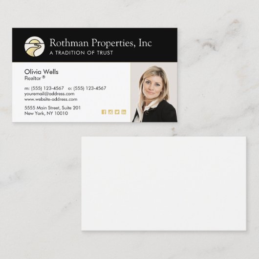 Horizon Logo Real Anwesen Foto Business Card Visitenkarte (Vorne/Hinten)