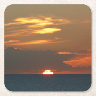 Horizon Sunset farbenfrohe Seascape-Fotografie Rechteckiger Pappuntersetzer