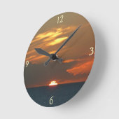 Horizon Sunset farbenfrohe Seascape-Fotografie Runde Wanduhr (Winkel)