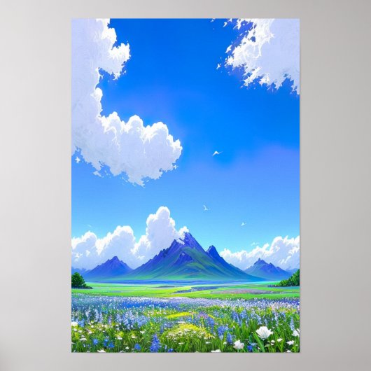 Horizont Blau und Weiß Poster (Vorne)