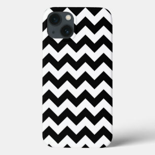Horizontal Black und White Zigzag iPhone 13 Hülle